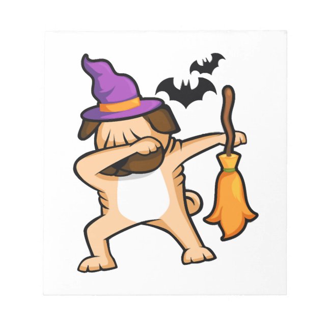 Bloco De Notas Cachorro Pug de Halloween Dabbing (Frente)
