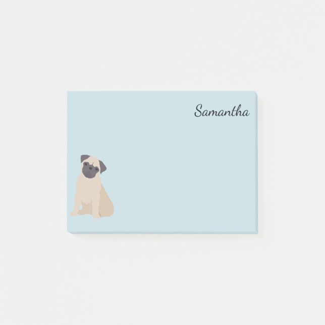 Bloco De Notas Cachorro Pug Marrom Personalizado Fofo (Frente)