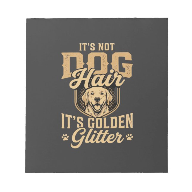 Bloco De Notas Cachorro Retriever Dourado Engraçado Cabelo Brilho (Frente)
