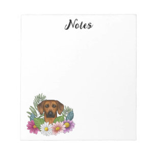 Bloco De Notas Cachorro Rhodesian Ridgeback Cabeça Flores Colorid