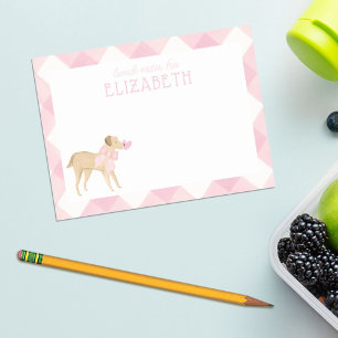 Bloco De Notas Cachorro Rosa Gingham com Arco Kids Caixa de Almoç
