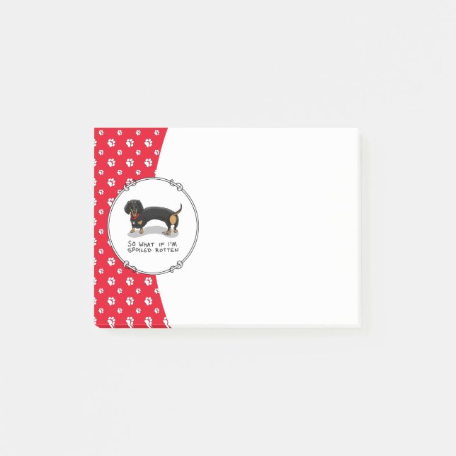 Bloco De Notas Cachorro Rotten Dachshund (S preto e tan) mimado (Frente)