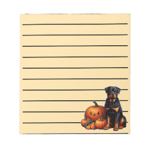 Bloco De Notas Cachorro Rottweiler Sentado por Abóboras de Hallow