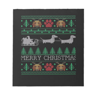 Bloco De Notas Cachorro Salsicha Dachshund Natal Feio Camiseta Na