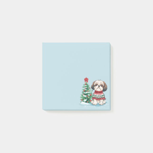 Bloco De Notas Cachorro Santa Shih Tzu Natal (Frente)
