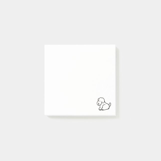 Bloco De Notas Cachorro Sentado em Desenho Animado Engraçado (Frente)
