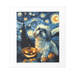 Bloco De Notas Cachorro Shih Tzu Fofo Abóbora de Halloween Jack O