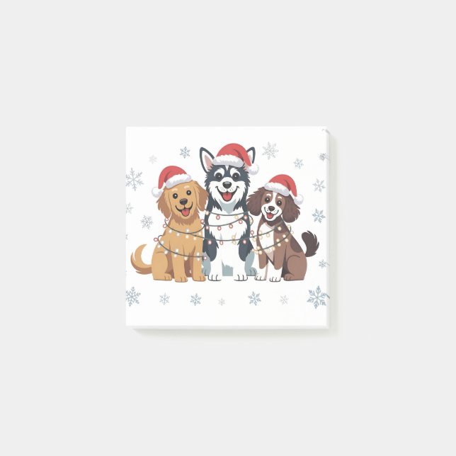 Bloco De Notas Cachorro Siberiano Engraçado Na Árvore De Natal (Frente)