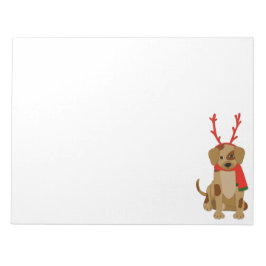 Bloco De Notas Cachorro vestindo Antlers e Scarf