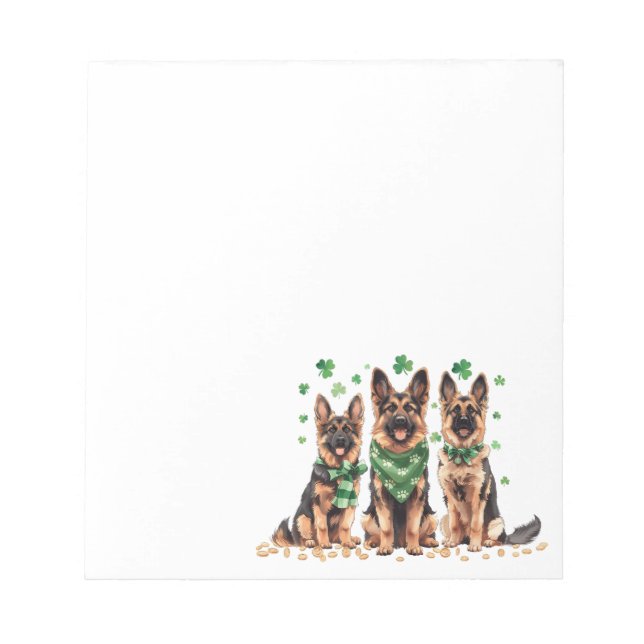 Bloco De Notas Cachorros de German shepherd do Dia de Patrick (Frente)