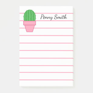 Bloco De Notas Cacto Potted cor-de-rosa