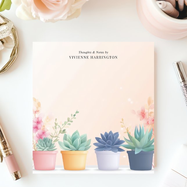 Bloco De Notas Cactos Suculentas Pastel Plantas Nome Personalizad (Criador carregado)