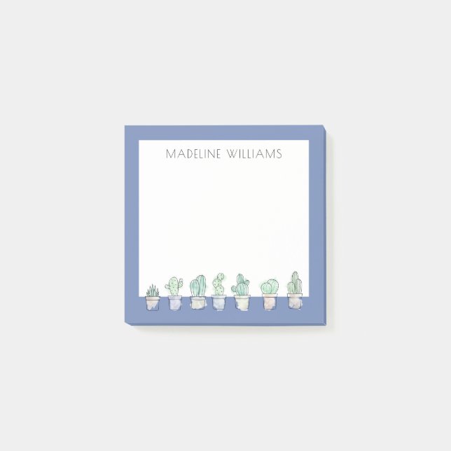 Bloco De Notas Cactus Aquarela Tudo Em Linha (Frente)