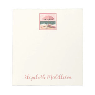 Bloco De Notas Cadeira e Guarda-chuvas rosa e creme