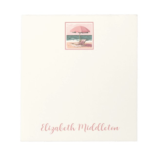 Bloco De Notas Cadeira e Guarda-chuvas rosa e creme (Frente)