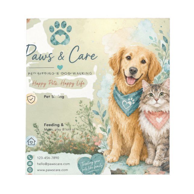 Bloco De Notas Caderno de Anotações de Cães e Gatos Fofos para Pa (Frente)