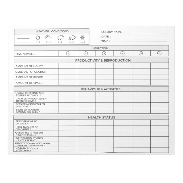 Bloco De Notas Caderno de apicultura - Localizador de apicultura  (Frente)