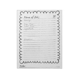 Bloco De Notas Caderno de Receitas Simples Preto e Branco em Escr