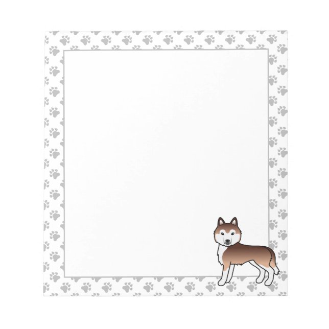 Bloco De Notas Caderno do Cão de Desenho Animado Fofo da Raça Hus (Frente)