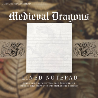 Bloco De Notas Caderno Linha Inspirado em Dragão Medieval