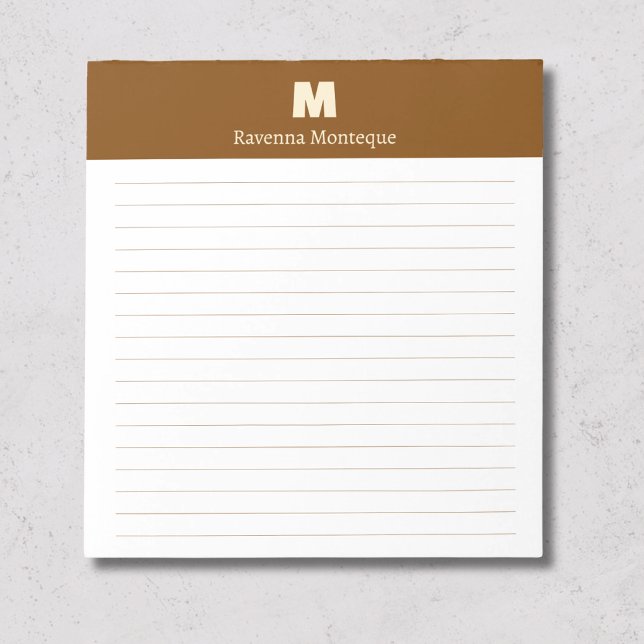 Bloco De Notas Caderno Personalizado com Monograma em Marrom Choc (Criador carregado)