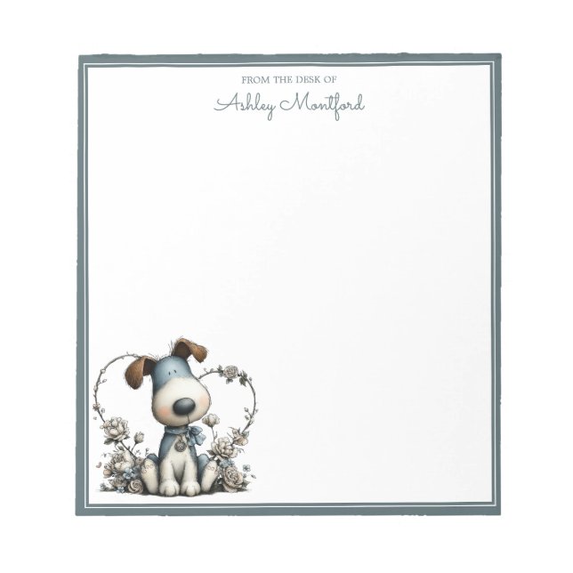 Bloco De Notas Caderno Personalizado com Nome Cachorrinho Bonito (Frente)