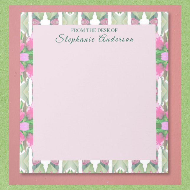 Bloco De Notas Caderno Personalizado Rosa e Verde Musgo (Available in multiple sizes. Text may be customized, or removed.)