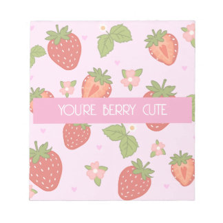 Bloco De Notas Caderno Rosa Morango Berry Cute