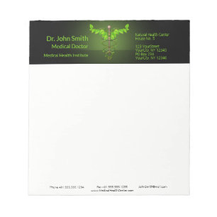 Bloco De Notas Caduco Médico Holístico Alternativo Folha Verde