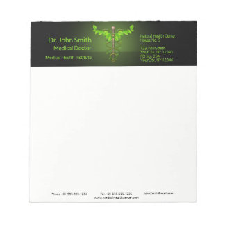Bloco De Notas Caduco Médico Holístico Alternativo Folha Verde