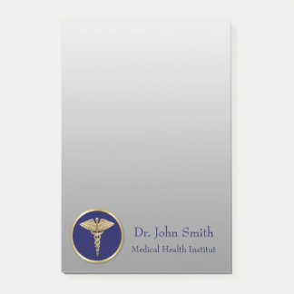 Bloco De Notas Caduco Médico Profissional Dourado Azul