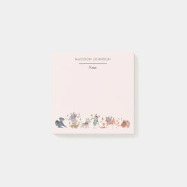 Bloco De Notas Cães bonitos, monogramas cor-de-rosa, anotações po