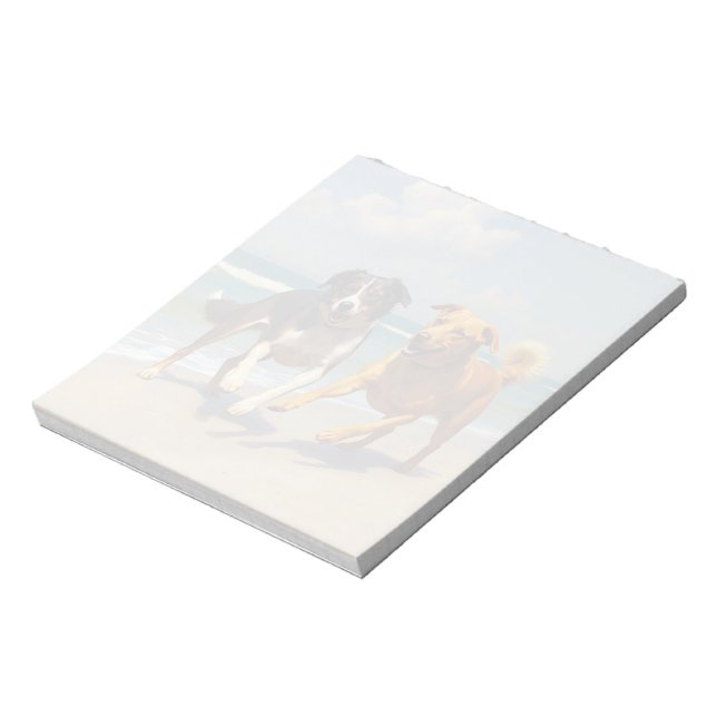Bloco De Notas Cães brincando na praia (Invertido)