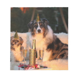 Bloco De Notas Cães Celebrando Ano Novo