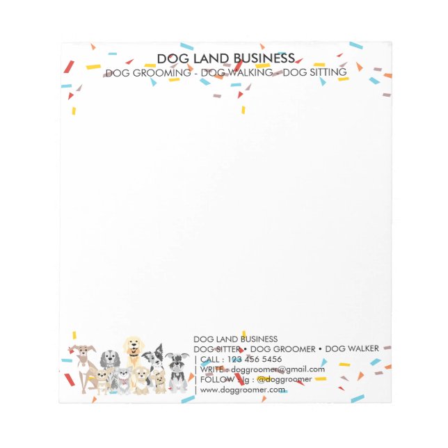 Bloco De Notas Cães Confetti Geométrico (Frente)