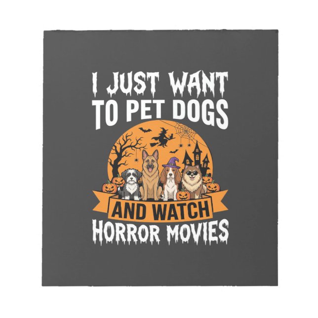 Bloco De Notas Cães engraçados de Halloween Vetor de filmes de te (Frente)
