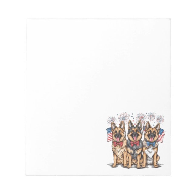 Bloco De Notas Cães German shepherd Do Dia 4 De Julho (Frente)