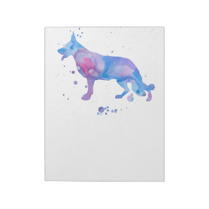 Bloco De Notas Cães Pastor Alemão em Aquarela