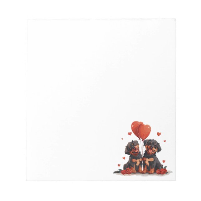 Bloco De Notas Cães Rottweiler no Dia dos Namorados (Frente)