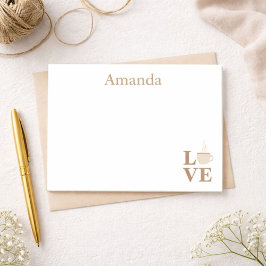 Bloco De Notas Café Amor Branco e Marrom