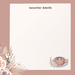 Bloco De Notas Café Boho Personalizado Com Flores