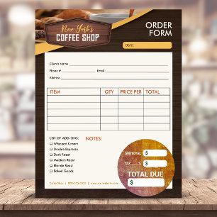 Bloco De Notas Café Compro Café Formulário de Fatura de Ordem d