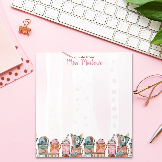 Bloco De Notas Café da Escola de Presentes de Apreciação de Profe (Teacher Appreciation Gift School Coffee Latte Personalized Notepad)