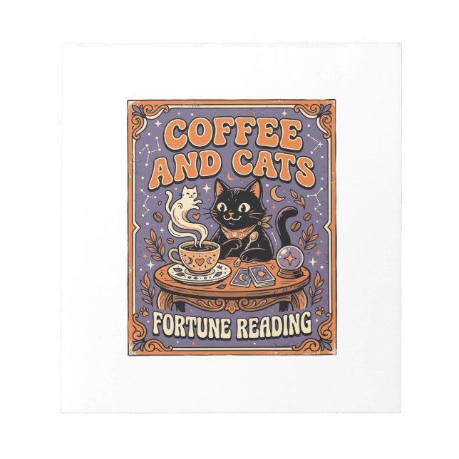 Bloco De Notas Café E Gatos Gato Folhas De Chá Café Leitura Da So (Frente)