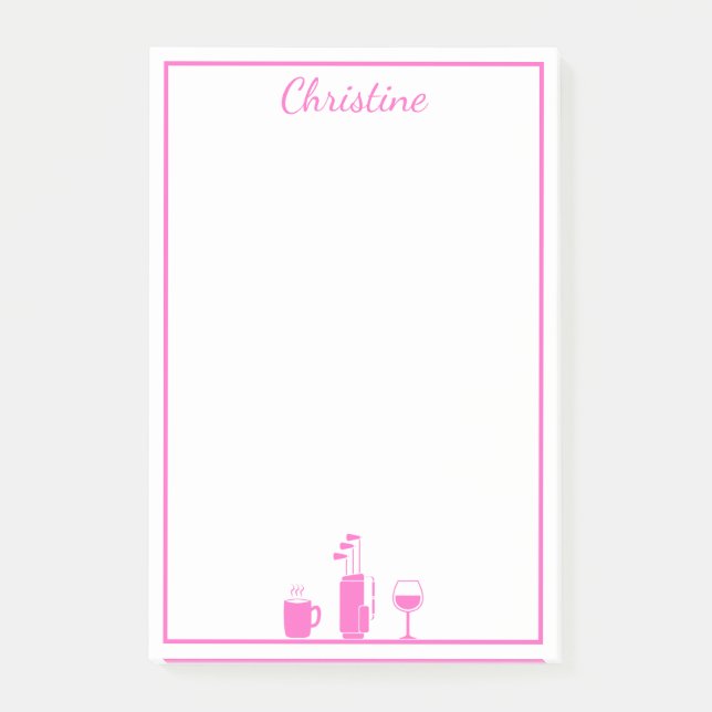 Bloco De Notas Café Engraçado Vinho de Golfe Personalizado (Frente)