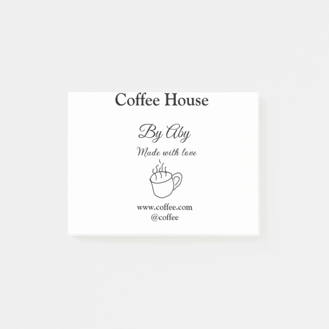 Bloco De Notas Café feito com amor adicionar texto site social (Frente)