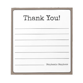 Bloco De Notas Café Marrom Retro Obrigado Seu Nome Lined