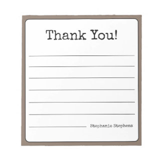 Bloco De Notas Café Marrom Retro Obrigado Seu Nome Lined