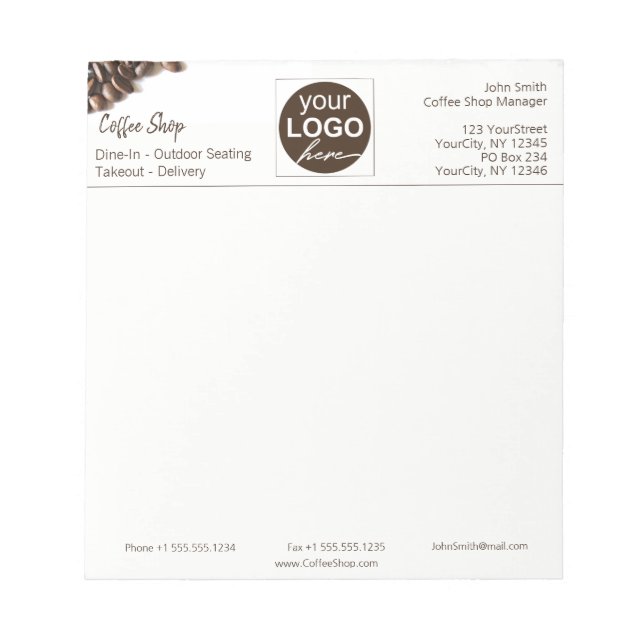 Bloco De Notas Café Russo Compre café Comercialize seu logotipo (Frente)