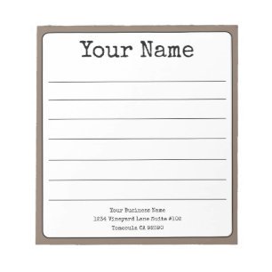 Bloco De Notas Café Simples Marrom Retro Adicione Seu Nome Linha